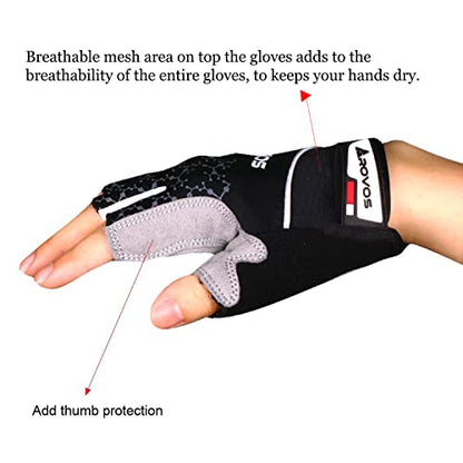 Men & Women Cycling Gloves - 5mm Padded Half Finger Breathable Mountain & Road Biking Gloves - color: Black-b, size: Small