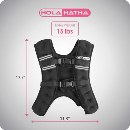 Weighted Vest for Running with Reflective Stripes and Adjustable Straps for Men & Women Fitness, Workout, Training, and Weight Loss, Black