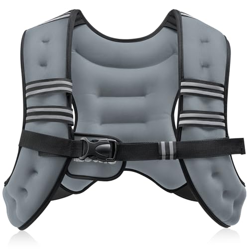 ZELUS Weighted Vest, 6lb/8lb/12lb/16lb/20lb/25lb/30lb Weight Vest with Reflective Stripe for Workout, Strength Training, Running, Fitness, Muscle Building, Weight Loss, Weightlifting - color: Grey, size: 12lb