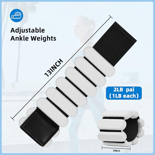 Ankle Weights for Women and Men, Adjustable Wrist Weighted Training Bracelet for Home Gym Workout, Strength Training Walkin Running, Foot weights for exercise,2pc on Set