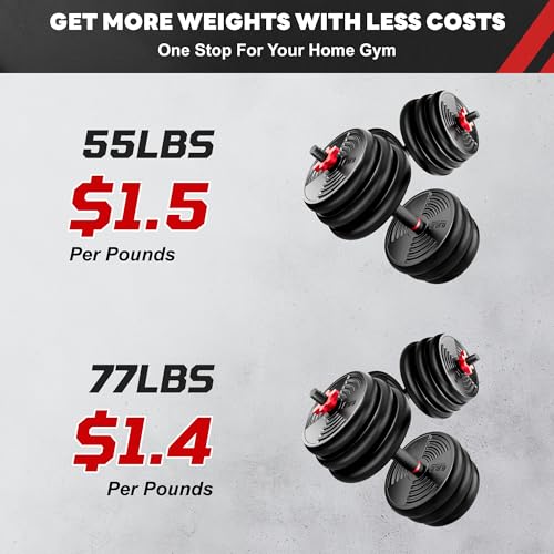 Adjustable Dumbbells, GOIMU 32/54/76/94LBS Free Weight Set, 4 in 1 Dumbbell Set Used as Barbell, Kettlebell, Push Up Stand, Fitness Exercise for Home Gym Suitable Men/Women