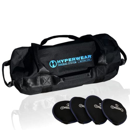 HYPERWEAR Adjustable Sandbag System, Heavy-Duty with Handles & Pre-Filled SandBell Filler Sandbags (25, 40, 80, 160 lbs) - color: SM 40 lbs Standard 4 Sandbells - Blue, size: 40 lb (4 x 10 lb SandBells)