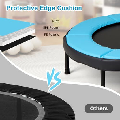 GYMAX Rebounder Trampoline Adult, 40" Mini Fitness Trampoline with Detachable Handle, Safety Foam Pad & Non-Slip Foot Pads, Exercise Rebounder for Indoor Outdoor Kids Adults