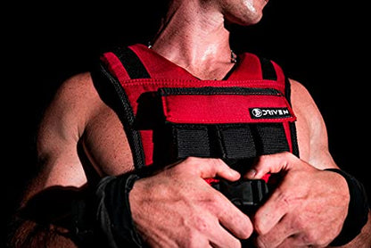 Driven | 28lb Red Weight Vest | Gym Adjustable Removable Weights | Calisthenics Fitness Body Training 1000D Nylon