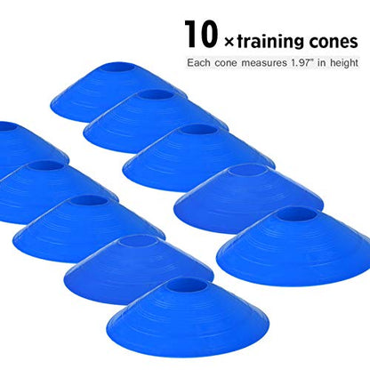 Agile Speed Training Kit 19ft Flat Ladder Athletic Training Ladder, 10pcs Disc Cones for Athletic Training (blue)