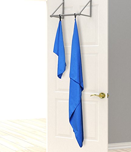EPAuto 2-Pack Microfiber Quick Dry Towel Set - Lightweight, Super Absorbent & Compact Travel Towels (60"x30" & 24"x15") for Gym, Camping, Beach, Yoga & Backpacking, Blue