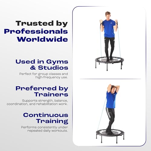 Maximus Pro Home Gym Rebounder Mini Trampoline 40'' + Handle Bar | Includes Workouts Online + DVD's | Adults Indoors | 150kg User Weight. Adult Exercise Trampoline | Already Assembled