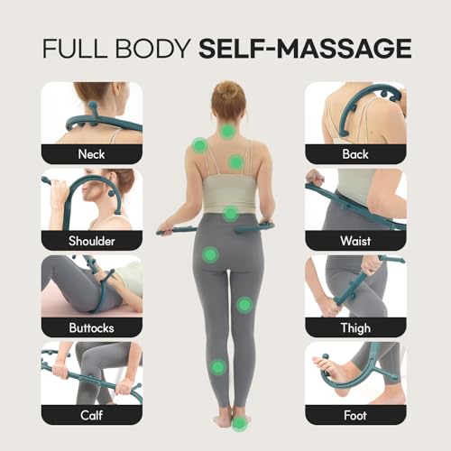 HubiCare Massage Stick, Trigger Point Cane, Body Deep Tissue, Handheld Back, Neck, Shoulder, Leg and Feet, Muscle Release Tool Self Massage Hook Cane for Women & Men (Black)