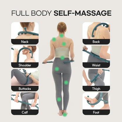 HubiCare Massage Stick, Trigger Point Cane, Body Deep Tissue, Handheld Back, Neck, Shoulder, Leg and Feet, Muscle Release Tool Self Massage Hook Cane for Women & Men (Black)