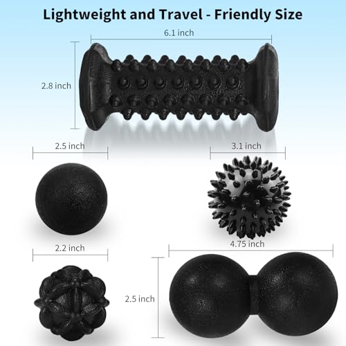 5-in-1 Foot Massager Roller Set for Plantar Fasciitis & Heel Pain Relief - color: 5-piece Set(black)