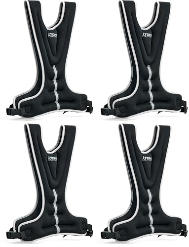 TONE Fitness Weighted Vest for Men & Women - Workout Vest for Walking, Running, Cardio & Strength Training | 8 lb or 12 lb Options | Multiple Colors - style: 8 lbs (Pack of 4) - Black