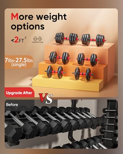 Trakmaxi Adjustable Dumbbell Set 20LBS/35LBS/55LB/70LBS/90lbs Free Weights Dumbbells, 4 in 1 Weight Set, Dumbbell, Barbell, Kettlebell, Push-up, Home Gym Fitness Workout Equipment for Men Women - color: 55LB(27.5LB Pair)