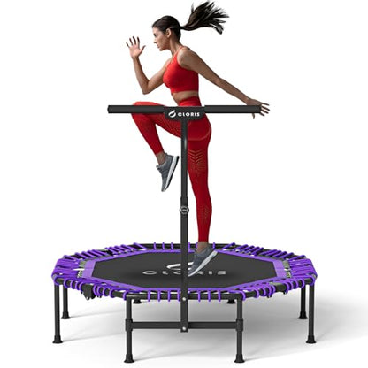 38in/48in Folding Trampoline - Max Load 220lbs / 450lbs Trampoline Rebounder Trampoline with Adjustable Foam Handle, with safty Padded Cover Best Gift - color: 48'' Purple