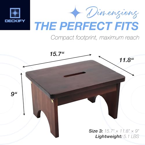 Premium Wooden Step Stool for Adults, Small Acacia Wood Stepping Stool, Non-Slip 1-Step Bedside Stool for Bed & Bathroom, 600 lbs, Portable - 9 Inch - size: 9.0 Inch