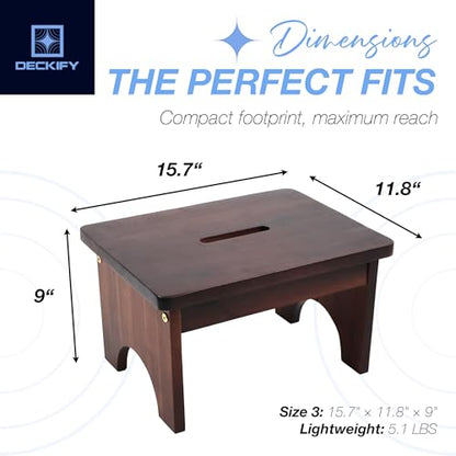 Premium Wooden Step Stool for Adults, Small Acacia Wood Stepping Stool, Non-Slip 1-Step Bedside Stool for Bed & Bathroom, 600 lbs, Portable - 9 Inch - size: 9.0 Inch