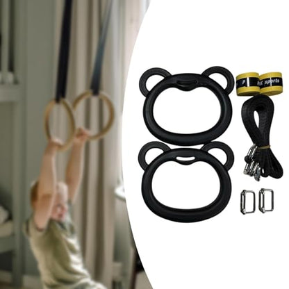 Colaxi Gymnastics Rings Gym Rings Home Pull Rings Adjustable Straps Buckles Portable 400kg Load Bearing Training Rings Pull up Rings