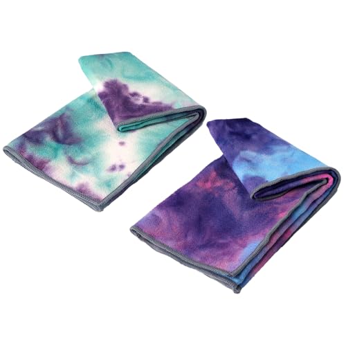 Eunzel 2 Pack Yoga Hand Towel，Microfiber Towel with Grip Dots Sweat Absorbent Non-Slip for Hot Yoga, Pilates and Workout 24" x16"，Purple & Blue/Green & Purple (2 Pack) - color: Z- the Deep Meditation, size: 24" x 16"