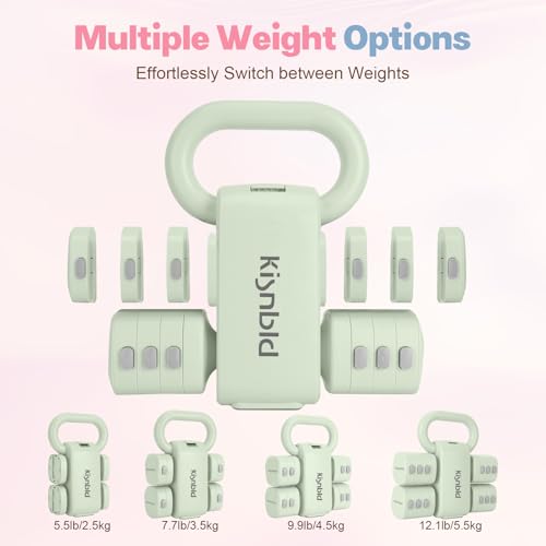 kisnbld Adjustable Dumbbell Set, 2-in-1 Dumbbells & Kettlebell,Hand Weights - color: Green