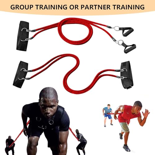 Speed and Agility Training Equipment, Two Resistance Bands and Adjustable Waist Belts 8pcs 80lb for Solo or Partner Exercise to Maximize Strength Power Focus Suitable for Muti-Sports