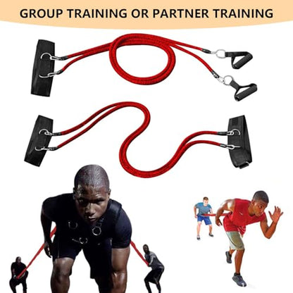 Speed and Agility Training Equipment, Two Resistance Bands and Adjustable Waist Belts 8pcs 80lb for Solo or Partner Exercise to Maximize Strength Power Focus Suitable for Muti-Sports