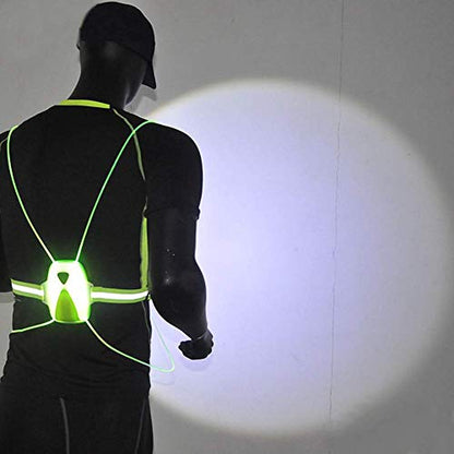 LONGU Led Running Reflective Vest Safety Night Light USB Rechargeable Cycling Multicolored Fiber Optics Suit Women Men Kids Adjustable Light Weight Gear for Jogging Biking