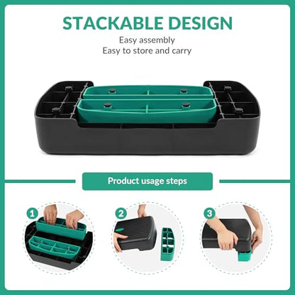 Fitvids 18" Aerobic Step Platform, Workout Stepper with Adjustable 2 Stackable Risers 3" 5.5" for Home Gym Small Space, Exercise Step, Multiple Option