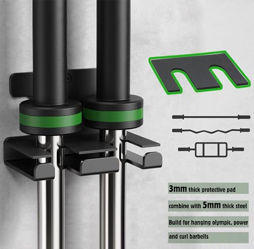 Barbell Rack Barbell Holder Wall Mount Barbell Storage Holder Olympic Bar Hanger for Home, Commercial, Garage Gym - color: Double Bar Holder