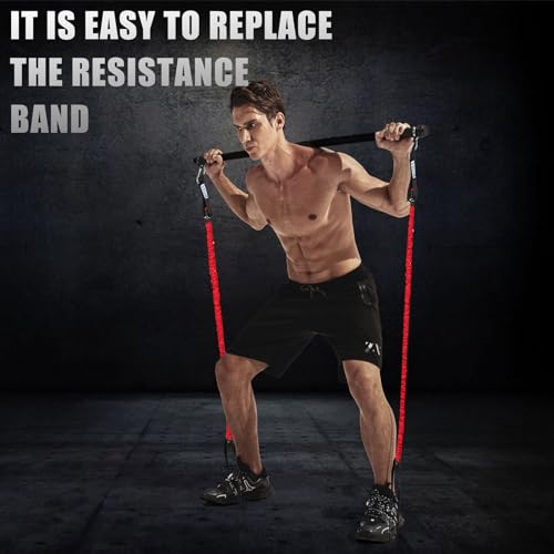 Resistance Band Bar, Portable 43 Inch Pilates Bar with Resistance Bands Home Gym Workouts Stick Squat Yoga Pilates Flexbands Kit for Full Body Shaping