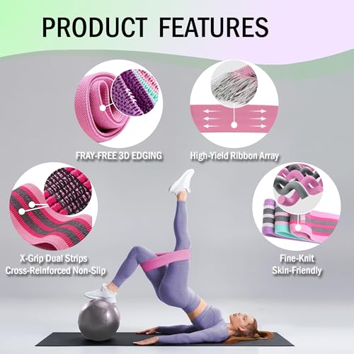 Full Body Resistance Bands Set for Women & Men, Professional Upper & Lower Body Workout Bands for Arms, Legs, Glutes, Yoga, Strength Training, Home Gym Fitness Equipment - color: PinkPurple 4pcs