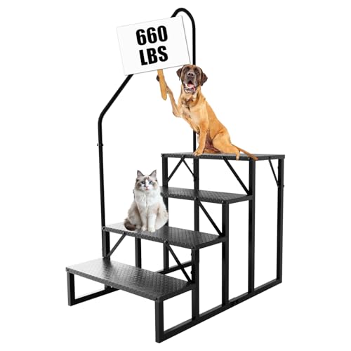 RV Stairs 4 Step Ladder, RV Steps Anti-Slip, Hot Tub Steps with Handrail, 660 lbs RV Ladder for 5th Wheel RV, Mobile Home Stairs - style: 4 Step