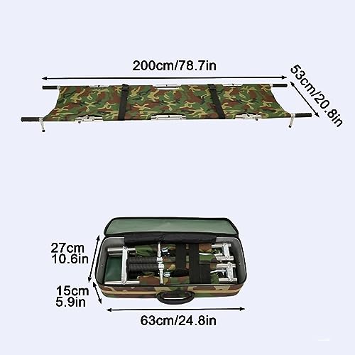 Portable Aluminum Basket Stretcher - Ox Cloth Folding Stretcher for Spine Imlizat, Lightweight ufla Design, 200x53cm Emerncy Mcal Equint - color: Camouflage