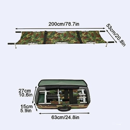 Portable Aluminum Basket Stretcher - Ox Cloth Folding Stretcher for Spine Imlizat, Lightweight ufla Design, 200x53cm Emerncy Mcal Equint - color: Camouflage