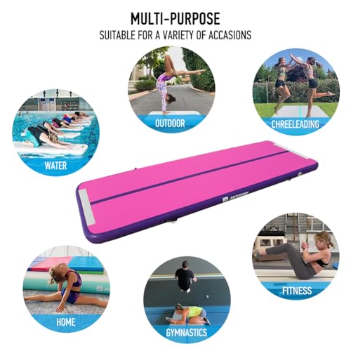 AKSPORT Gymnastics Air Mat Tumble Track Tumbling Mat Inflatable Floor Mats with Air Pump for Home Use/Tumble/Gym/Training/Cheerleading/Parkour/Beach/Park/Water
