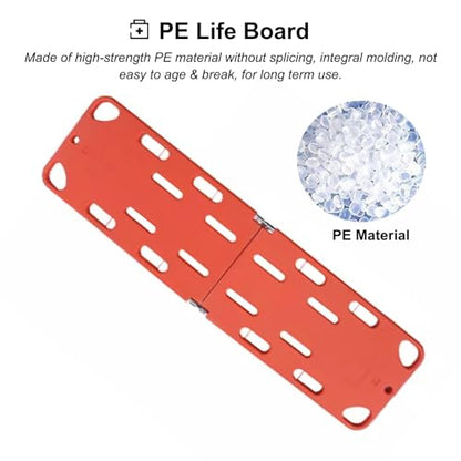 Foldable Plastic Spine Board Stretcher for Life-Saving Rescue, Water-Resistant Backboard with 350Lb Weight Capacity, PE 4-Fold Design for First Responders - color: 4-folds