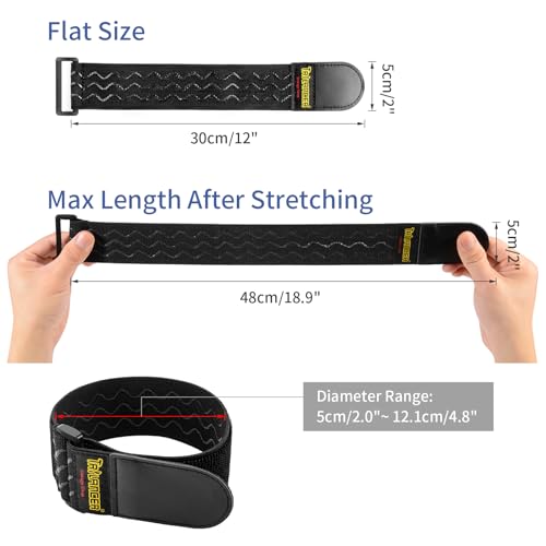 Trilancer Elastic Cinch Straps with Anti-Slip Strips, 12 "x 2"(8 Pack) Heavy Duty Multipurpose Hook and Loop Straps for Extension Cords, Cables, Ropes, Hoses, Bike, Pant Garters - size: 12"(8 pcs)