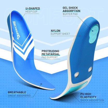 220lbs+ Metatarsalgia Insole Plantar Fasciitis Pain Relief Insert - color: Light Blue, size: MEN (5-5 1/2)|WOMEN (7-7 1/2)--240MM