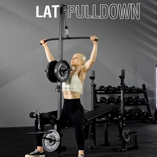 Mikolo 8 in 1 Olympic Weight Bench Set with Leg Extension and Leg Curl, Multi-Function Bench Press Set with Preacher Curl Pad and Chest Fly, Full-Body Strength Training Equipment - color: Black