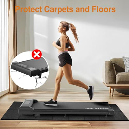 Foldable Treadmill Mat Non-Slip Exercise Bike Mat, 1/4" Thick, 30"x63" Waterproof Walking Pad for Carpet, Hardwood Floors, Workout, Indoor Bikes, Fitness Equipment, Home Yoga