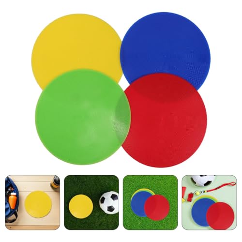 SUPVOX 8pcs Non-Slip Circle Spot Markers Flat Agility Dots Floor Markers for Soccer Basketball Baseball Training Red Yellow Blue Green Sports Speed Agility