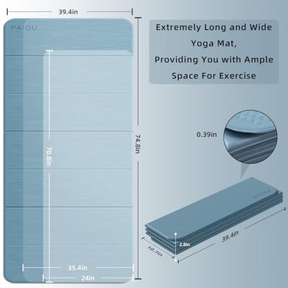 PAIDU Foldable Yoga Mat thick- 2/5" (10MM) TPE Non-Slip Design, Quick Fold，Easy Storage, 75x40 Extra Long/Wide for Indoor Yoga, Pilates and Outdoor Travel Workouts