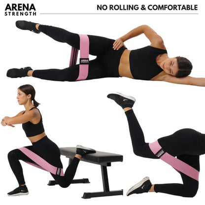 Fabric Booty Bands - Fabric Exercise Bands for Legs and Butt | Fabric Resistance Bands | Hip Resistance Bands with Workout Guide and Carry Case