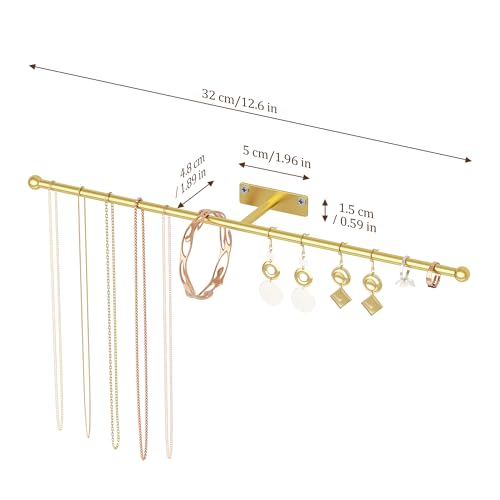 Wall Hanging Jewelry Organizer 12.6", Screws Included, Gold 2-Pack - color: Gold, size: 2 Pack