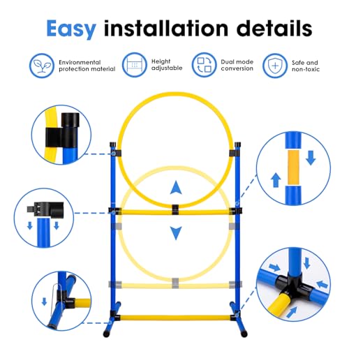 Dog Agility Course Backyard Set，Dog Agility Equipment, Dog Obstacle Course Backyard With 2-Set Agility Hurdle ，Jump Ring, 8 Weave Poles, Tunnel, Pause Box, Toy Balls And 2 Portable Carrying Bags - size: 10 PCS SET