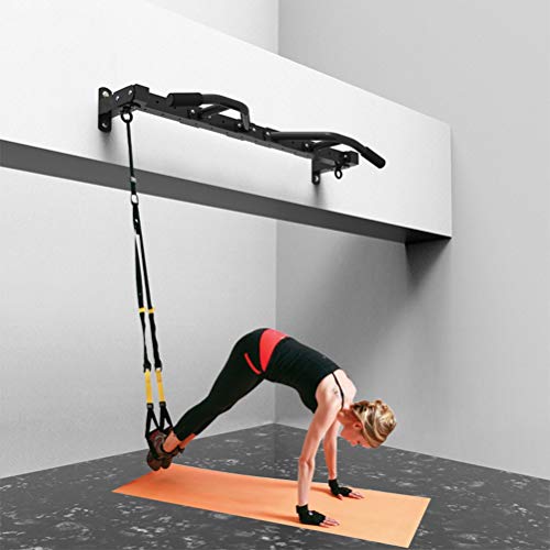 AGYH Wall-Mounted Chin Up Bar, Hanging Horizontal Bar with Adjustable Handle Position, Sandbag Resistance Band Exercise Equipment, Load 300KG - color: Black