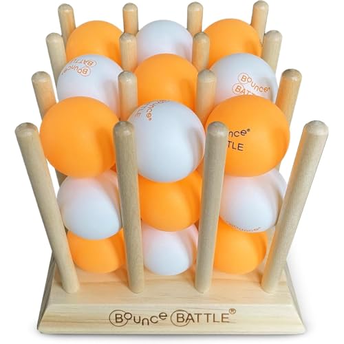 Bounce Battle Wood Edition - Fast-Paced Skill & Strategy Game, Includes 27 Balls & Wooden Cube - Kids 8+