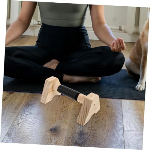 PartyKindom Wooden Push up Bars Pushup Handles Non-slip Parallettes 30cm Beech Wood Strength Training Equipment for Home Gym Calisthenics Workout