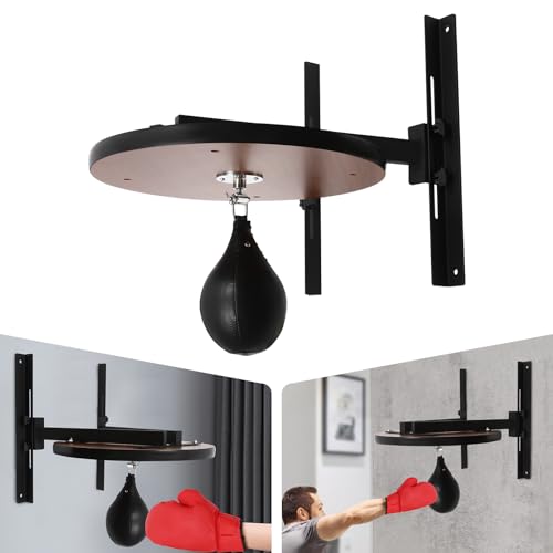 Speed Bag Platform Set, Adjustable Height Punching Bag Wall Mounted Fitness Training Punching Bag w/360° Ball Bearings for Reflex Coordination (Simplified Version)