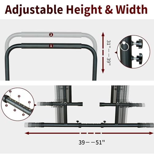 Dip Bar, Adjustable Dip Stands Station for Home, Functional Heavy Duty Parallette Bars for Upper Body Workout (550LBS Loading Capacity, 2025 New Version)