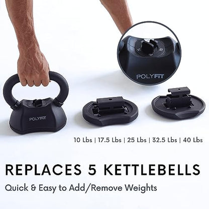 Polyfit Adjustable Kettlebell Set | 30/40/50 lbs | Kettlebell Weights for Home Gym - color: BLACK - 40 LB