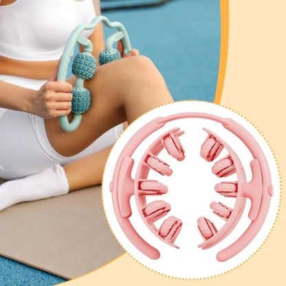 Leg Massage Tool with 20 Wheels Detachable Smooth Rolling 11x10.2x3.2inch Lightweight Multipurpose Adjustable, Pink
